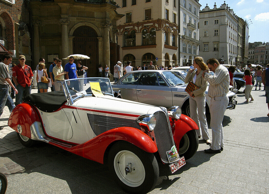 Poland Krakow,  antique cars show at Main Market Square