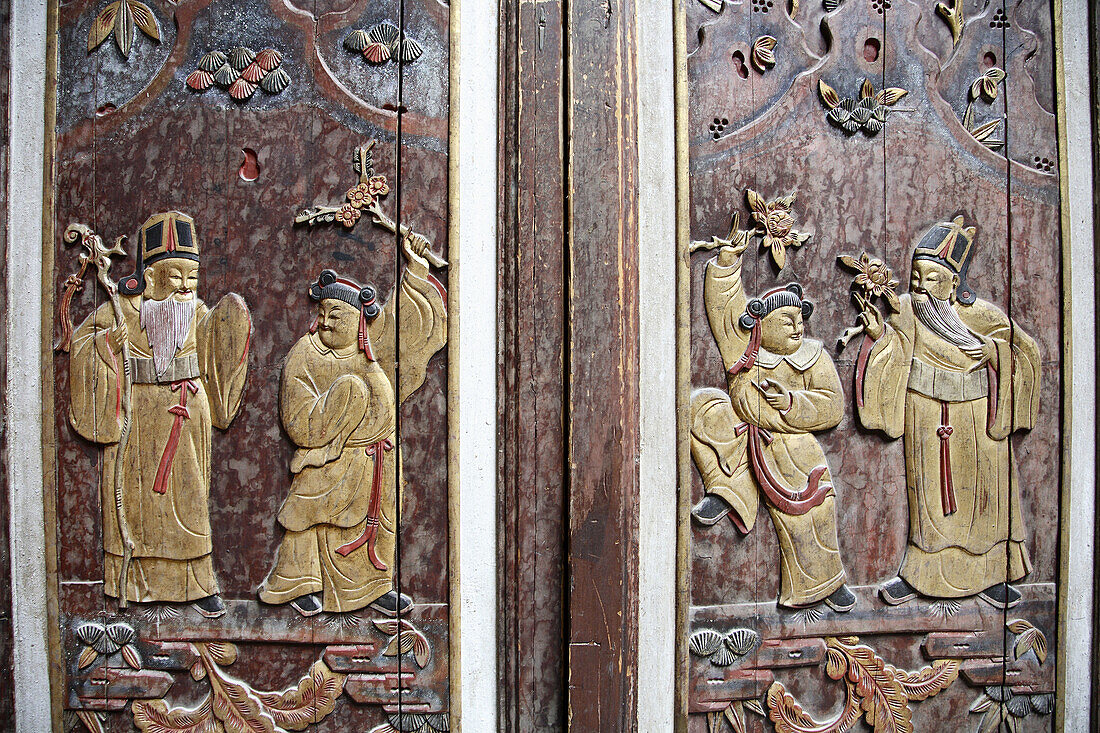 China,  Anhui Province,  Hongcun village,  woodcarving detail
