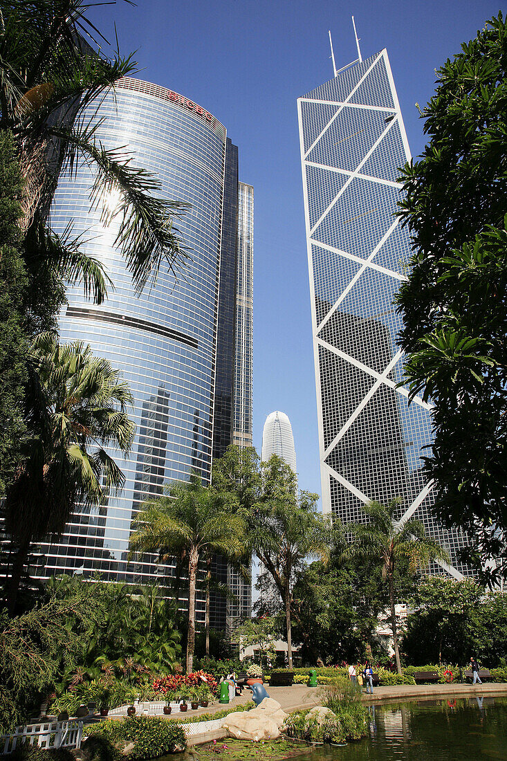 China,  Hong Kong,  Central District skyscrapers,  Hong Kong Park