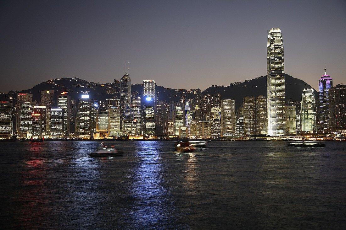 China,  Hong Kong,  Central District skyline at night