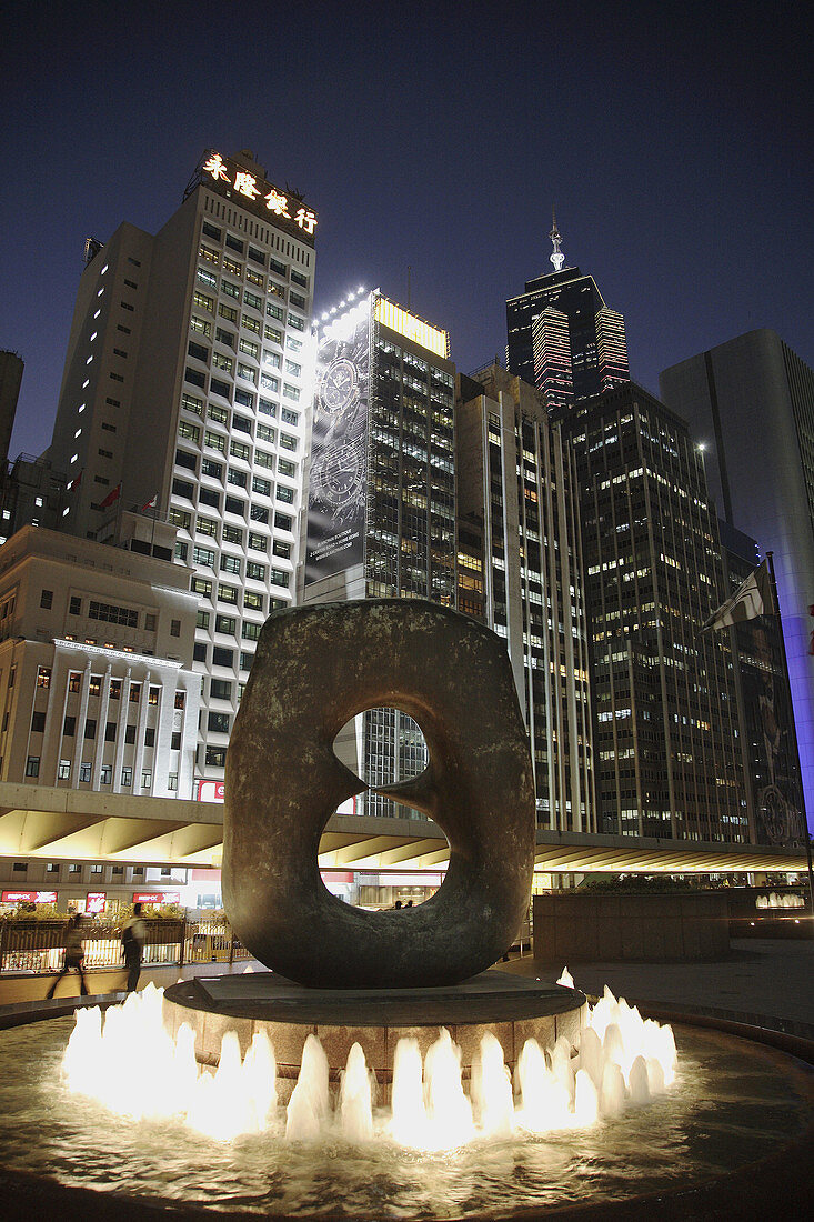 China,  Hong Kong,  Central District at night