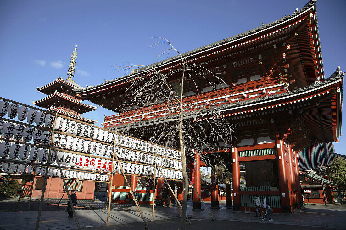 Japan,  Tokyo,  Asakusa,  Senso-ji Temple,  Hozo-mon Gate,  Five Storied Pagoda