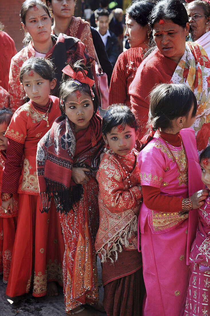 Nepal,  Kathmandu Valley,  Patan,  initiation ceremony for little girls