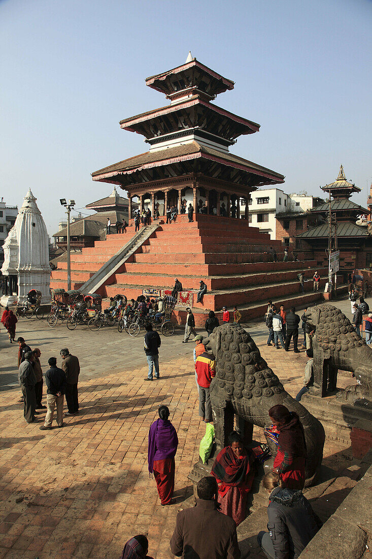 Nepal,  Kathmandu,  Durbar Square,  Maju Deval temple,  people