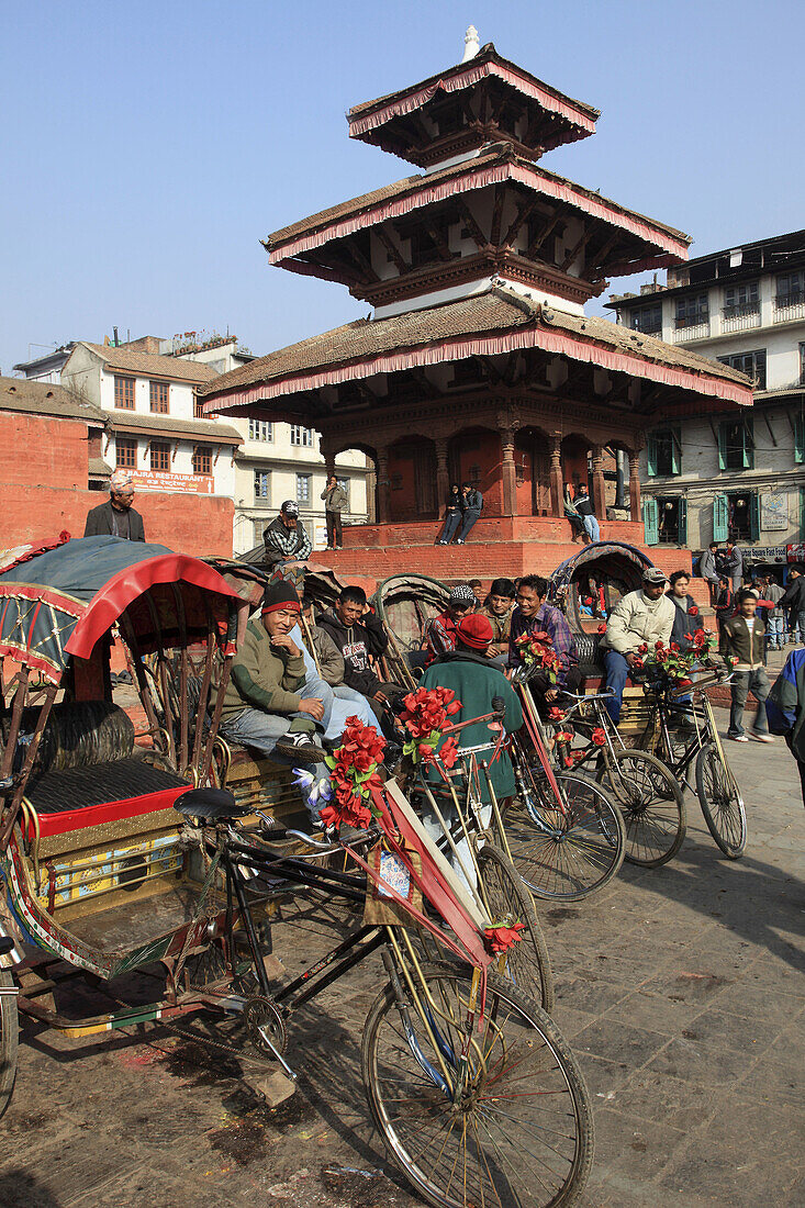 Nepal,  Kathmandu,  Durbar Square,  Narayan Temple,  rickshaws,  people