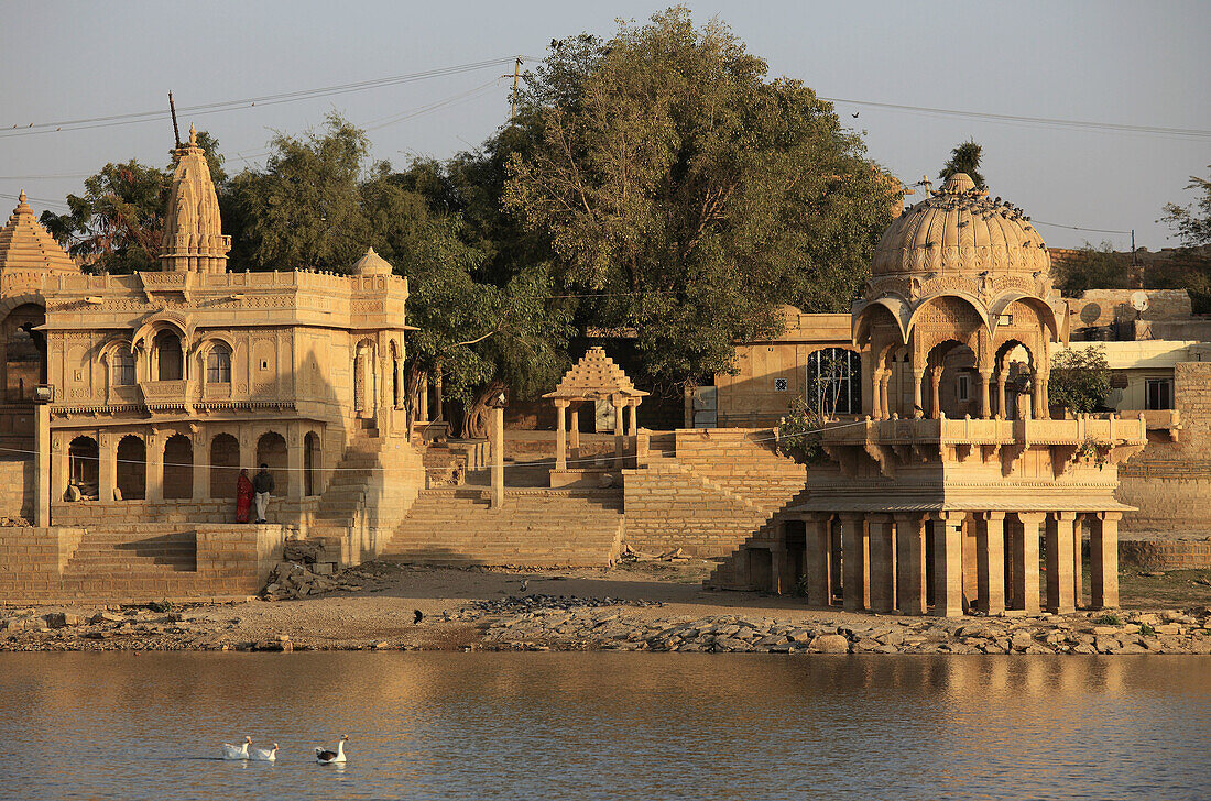 India,  Rajasthan,  Jaisalmer,  Gadi Sagar Tank,  shrines
