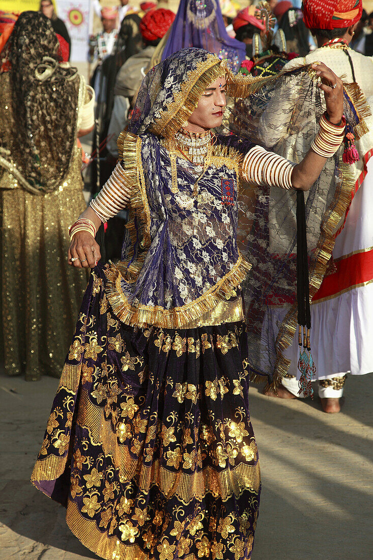 India,  Rajasthan,  Jaisalmer,  Desert Festival,  dancer