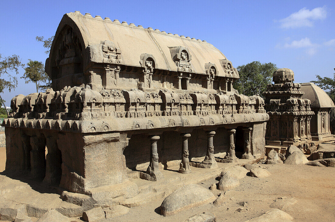 India,  Tamil Nadu,  Mamallapuram,  Mahabalipuram,  Five Rathas,  rock temples
