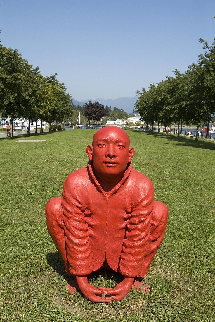 The Meeting, sculpture by Wang Shugang, in Cardero Park, part of the Bienalle of Sculpture, Vancouver, BC, Canada