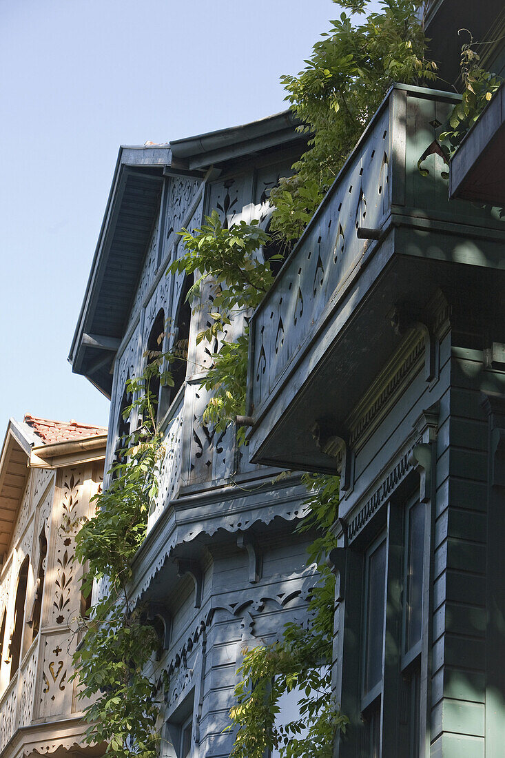 traditional timber Ottoman houses in Kuzguncuk district, Istanbul, Turkey