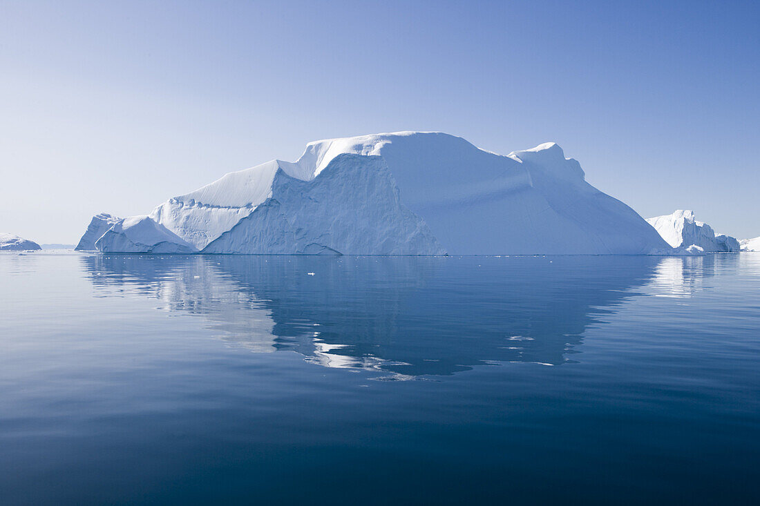 Icebergs of Ilulissat Kangerlua Isfjord in the sunlight, Disko bay, Kitaa, Greenland