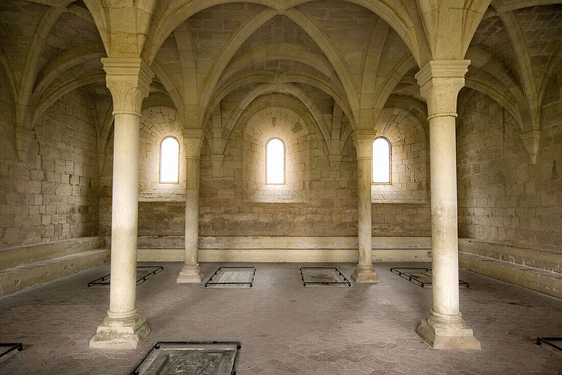 Sala del monestir romanic de Santes Creus,  Tarragona,  Spain