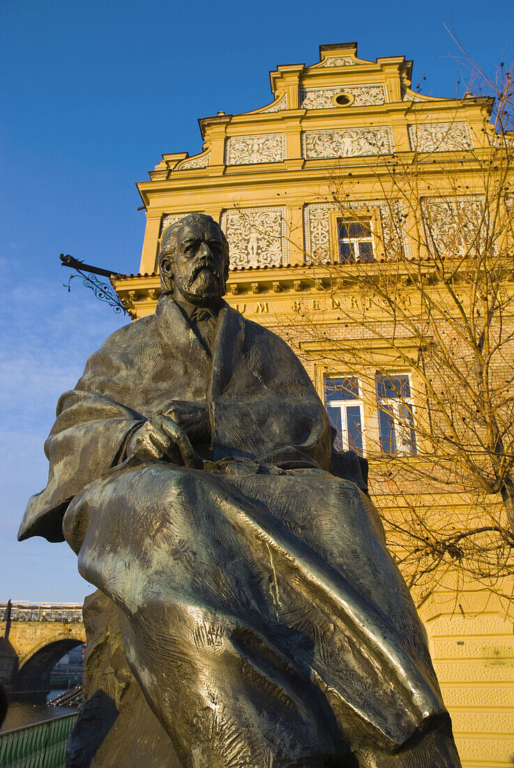 Statue of Bedrich Smetana in front of Smetana museum in old town Prague Czech Republic Europe