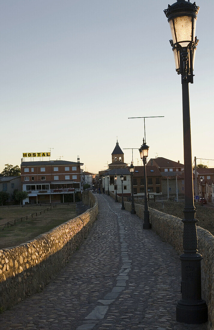 Medieval bridge,  Hospital de Orbigo Leon province,  Castilla-Leon,  Spain