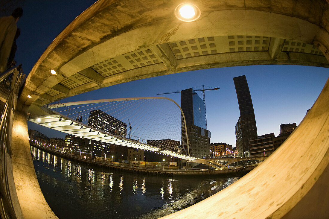 Vista del puente Zubizuri con su pasarella de cristal