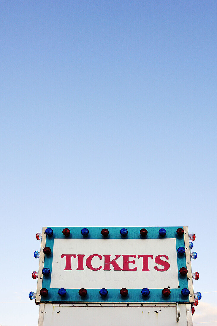 Ticket booth against blue sky