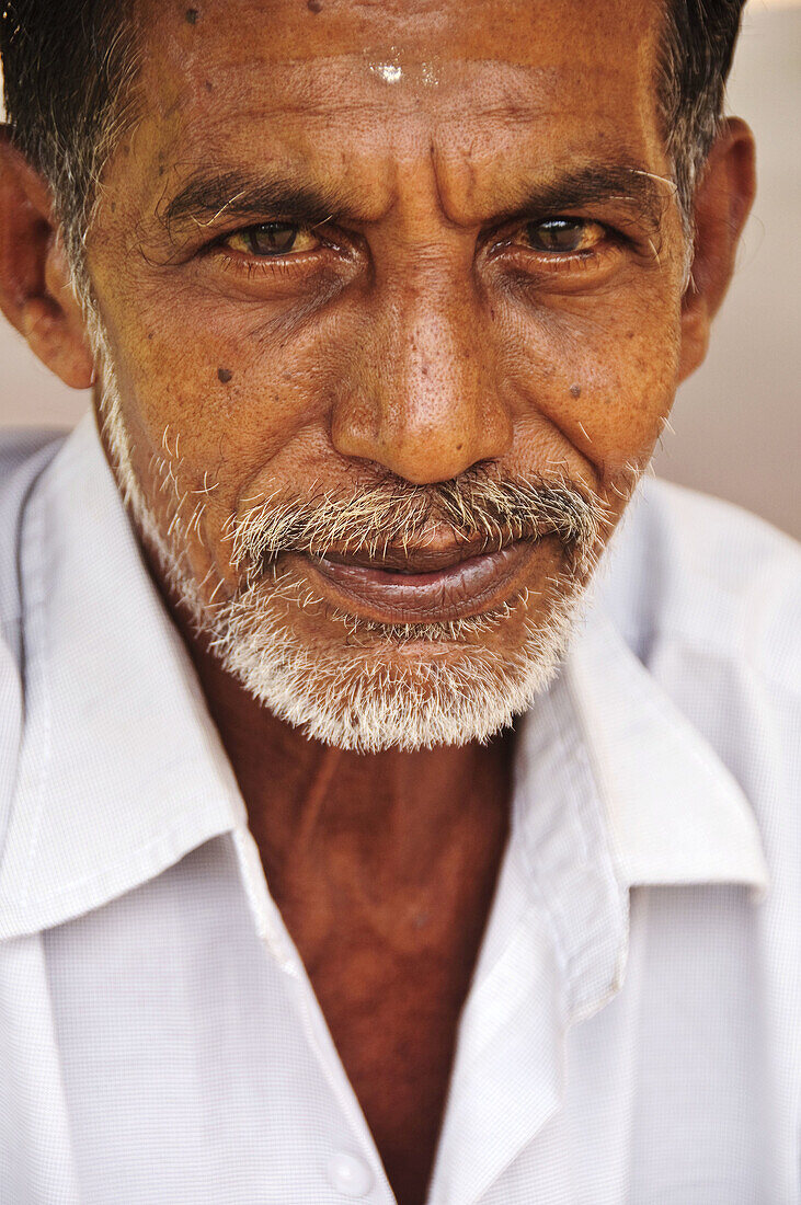 Hindu man at the temple in Varkala,  Kerala,  India