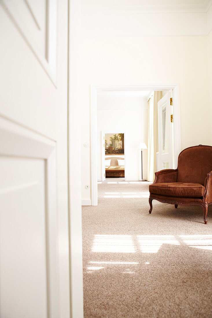 Armchair inside a suite, Hotel Buehlerhoehe, Buehl, Baden-Wuerttemberg, Germany