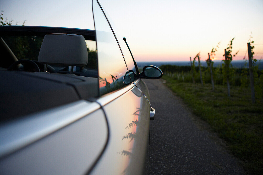 Convertible between vineyards near Baden-Baden, Baden-Wuerttemberg, Germany