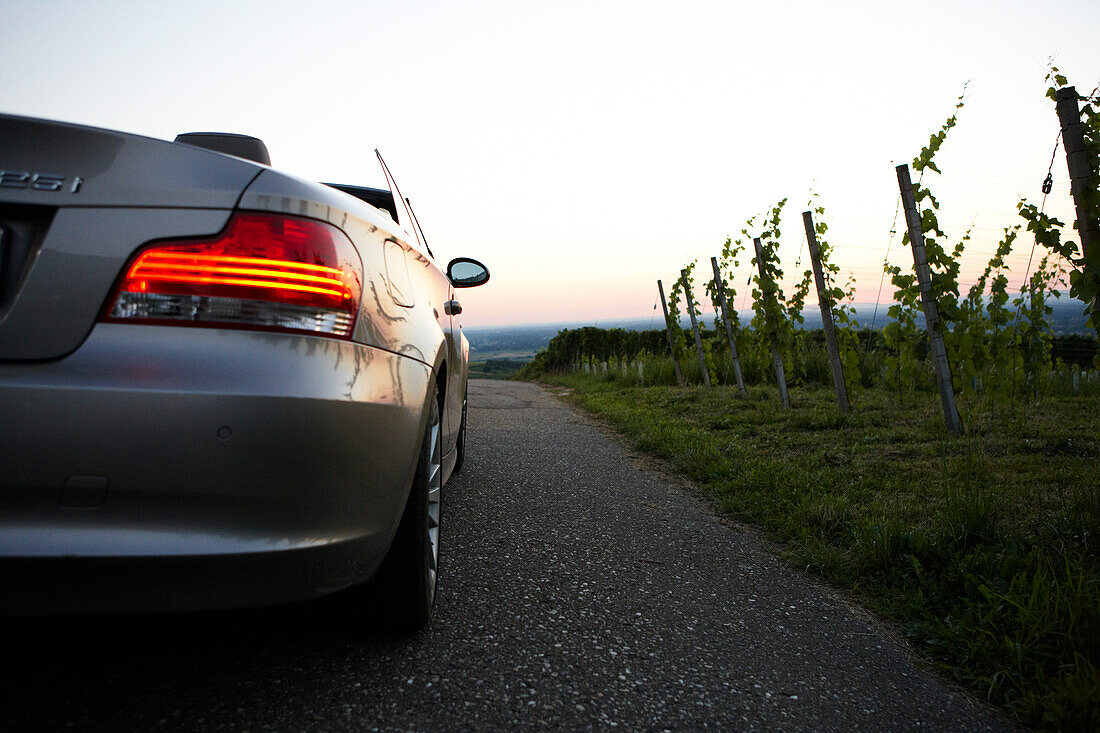 Convertible between vineyards near Baden-Baden, Baden-Wuerttemberg, Germany