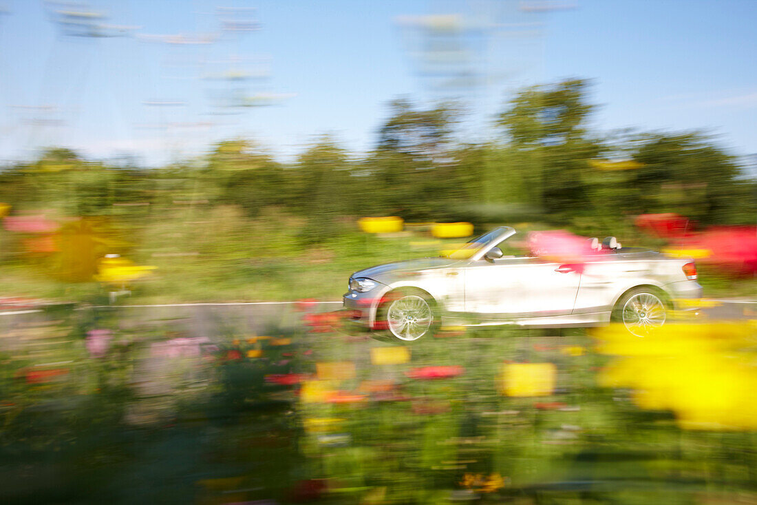 Convertible passing, near Baden-Baden, Baden-Wuerttemberg, Germany