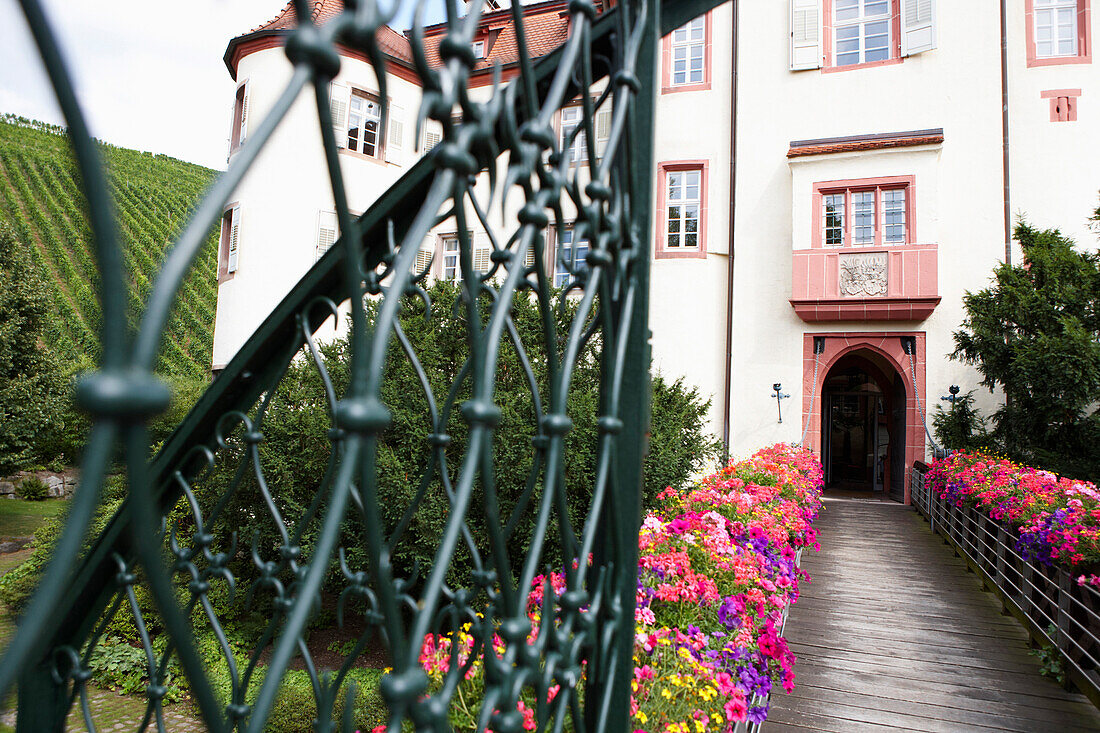 Entrance to Neuweier castle, Baden-Baden, Black Forest, Baden-Wuerttemberg, Germany