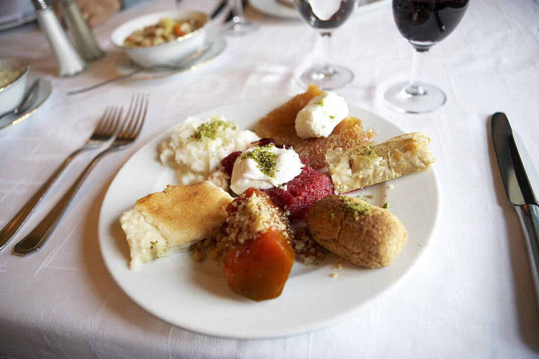 Dessert variations, Restaurant Pandeli, Istanbul, Turkey