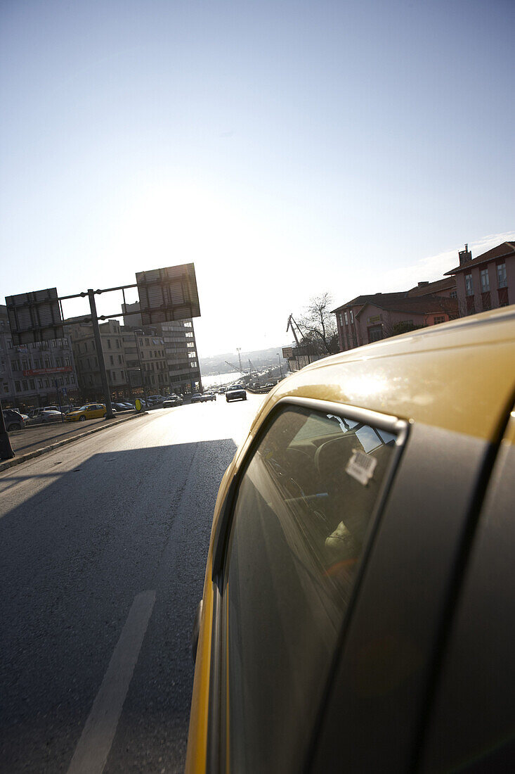 Taxi in the urban quarter of Beyoglu, Istanbul, Turkey