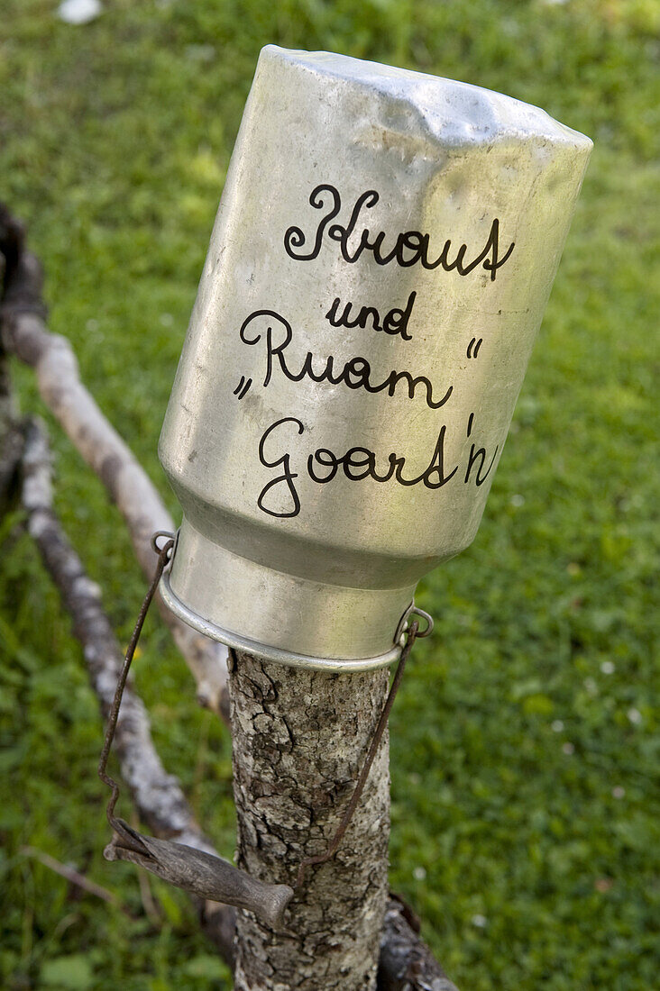 Milk churn, Anton-Karg-Hut, Kaisertal, Ebbs, Tyrol, Austria