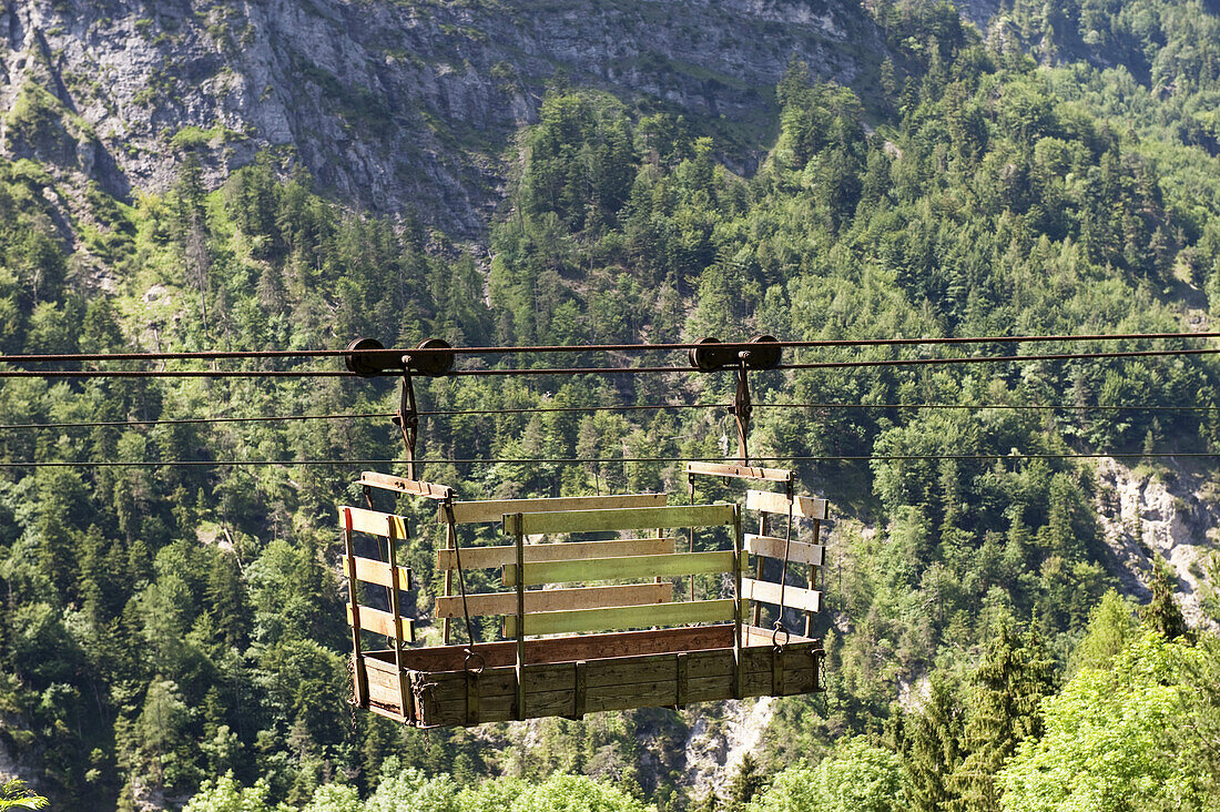 Ropeway conveyor, Kaisertal, Ebbs, Tyrol, Austria