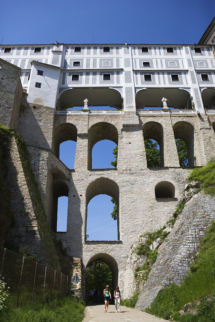 Mantelbrücke des Schlosses, Cesky Krumlov, Krummau an der Moldau, Südböhmen, Tschechien