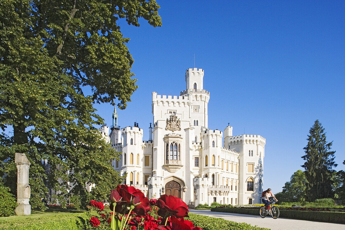 Castle Hlubotka na Vltavou in tudor gothic style is one of the most beautiful castles of the Czech republic, South Bohemia, Sumava, Czech republic