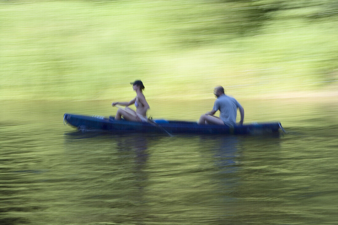 Canoeing Vltava river, South Bohemia, Sumava, Czech republic