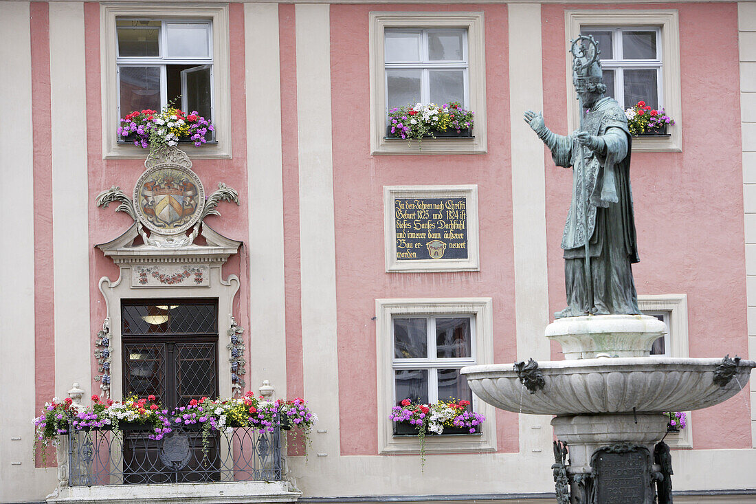 Main square, Willibald fountain, Eichstaett, Upper Bavaria, Bavaria, Germany