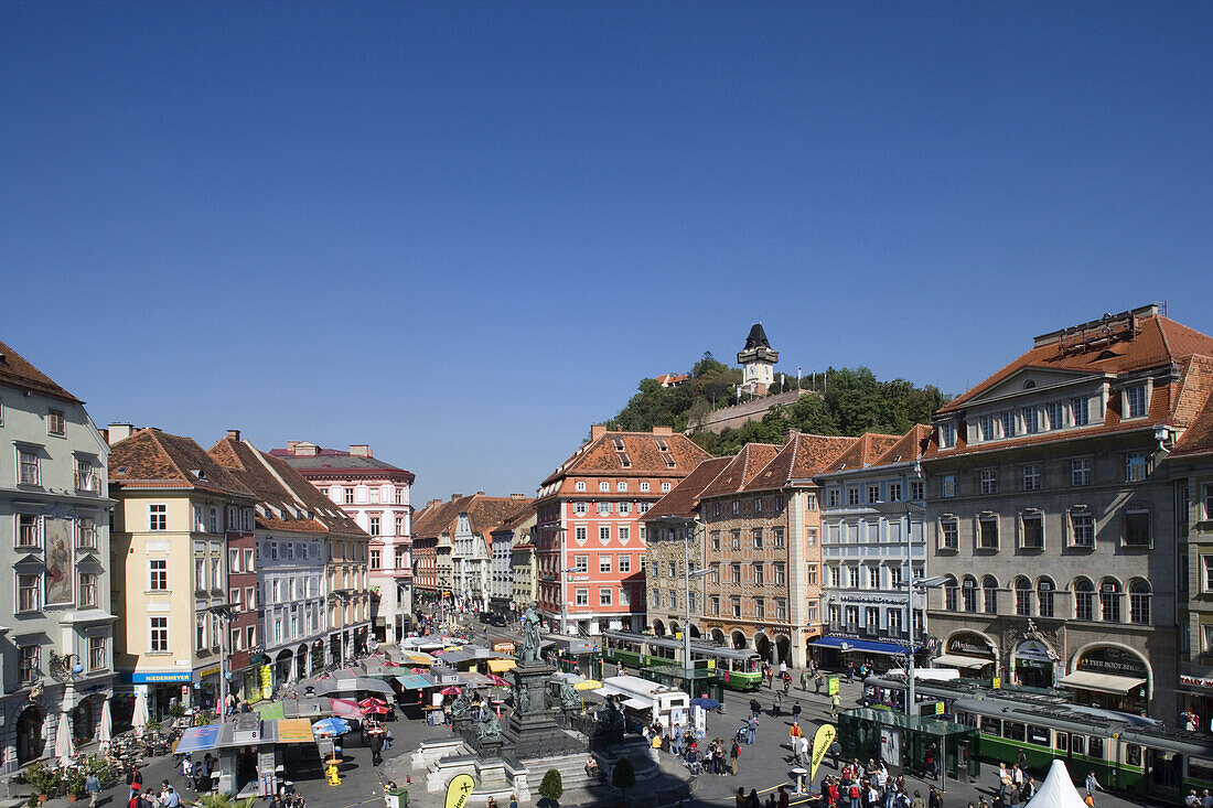 Blick über den Hauptplatz, Graz, Steiermark, Österreich