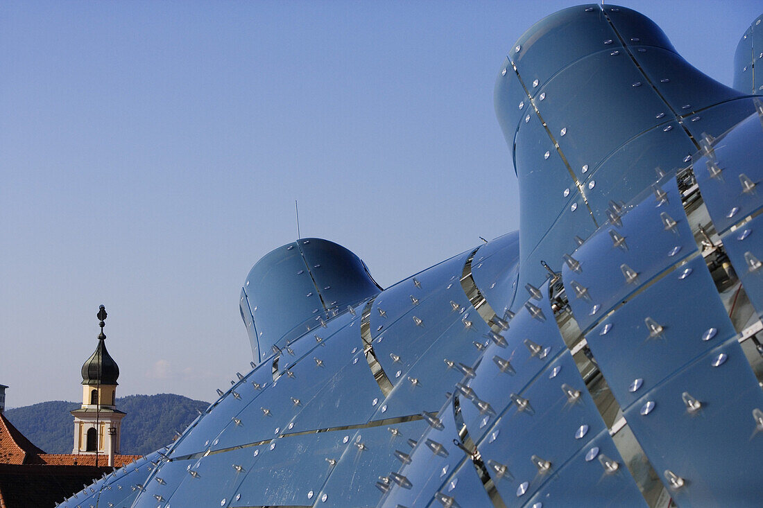 Kunsthaus, bekannt auch als Friendly Alien in Blob-Architektur, von Peter Cook und Colin Fournier gebaut, Museum der zeitgenössischen Kunst, Graz, Steiermark, Österreich