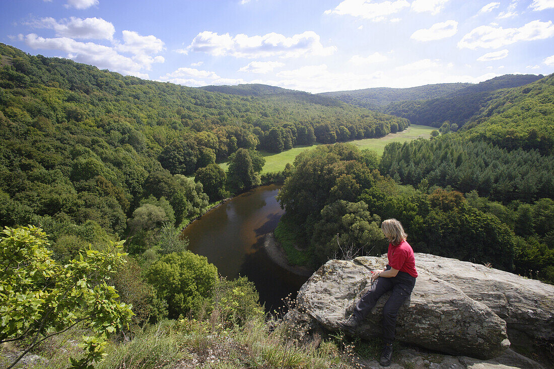 Blick über Landschaft mit Thaya, Nationalpark Thayatal, Niederösterreich, Österreich