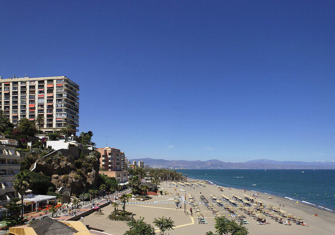 View over beach of Torremolinos, Andalusia, Spain