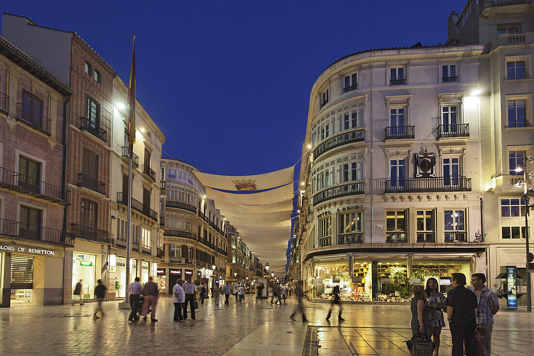Pedestrian area Marques de Larios, Malaga, Andalusia, Spain