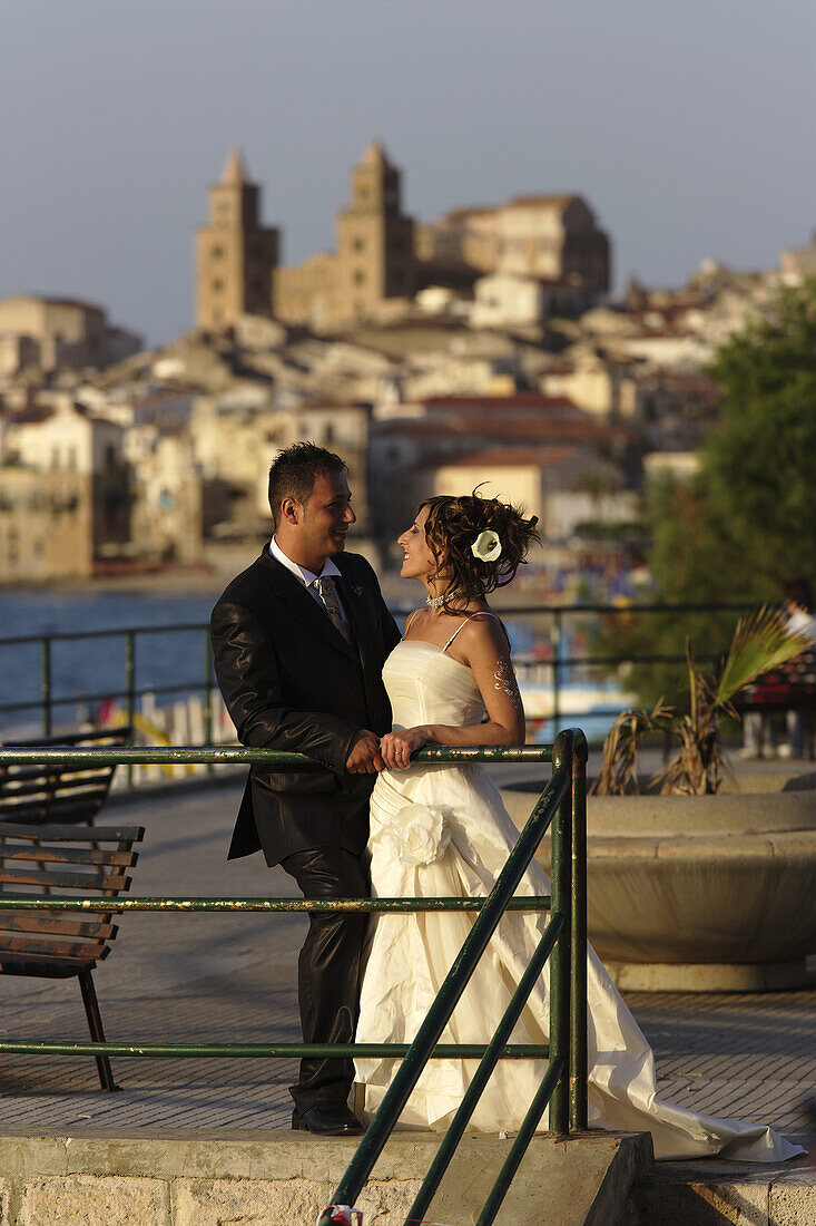 Bridal couple, Cefalu, Sicily, Italy