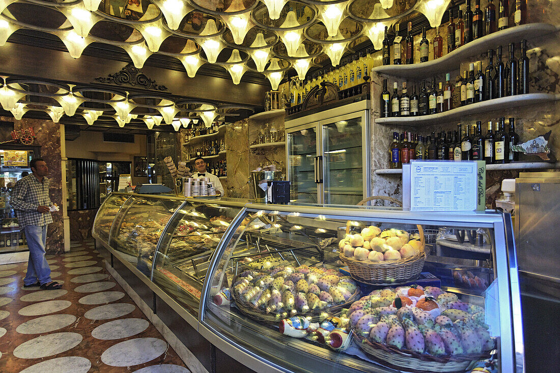 Inside a cafe at  Piazza del Duomo, Catania, Sicily, Italy