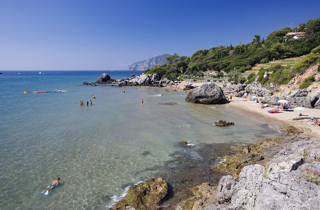 Beach Riva del Marchese near Porto Ercole at Monte Argentario, Maremma, Tuscany, Italy