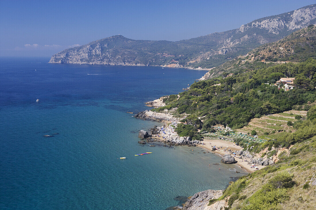 Beach Riva del Marchese near Porto Ercole at Monte Argentario, Maremma, Tuscany, Italy