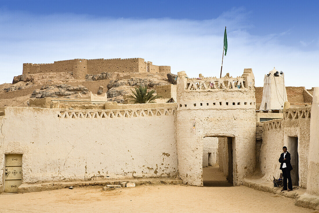 Altstadt von Ghat mit Festung Koukemen, Libyen, Sahara, Nordafrika