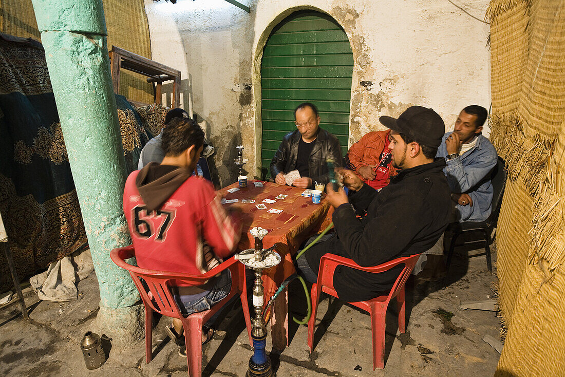 Cardplayers in the Medina, Old Town, Tripoli, Libya, Africa
