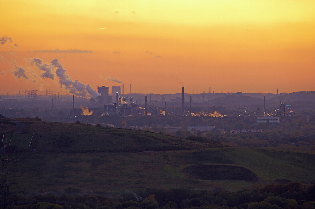 Hoheward tip: renaturation of a tip, Sunset, Herten, Ruhrgebiet, North Rhine-Westphalia, Germany, Europe