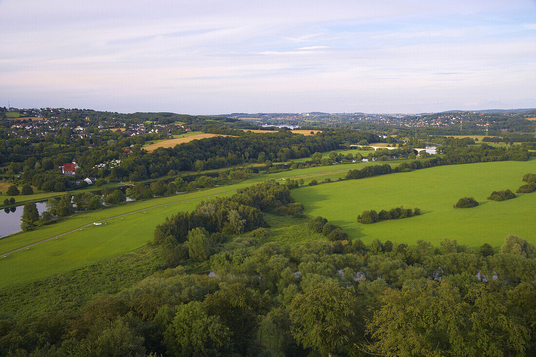 View over Kemnade Reservoir to Witten, North Rhine-Westphalia, Germany