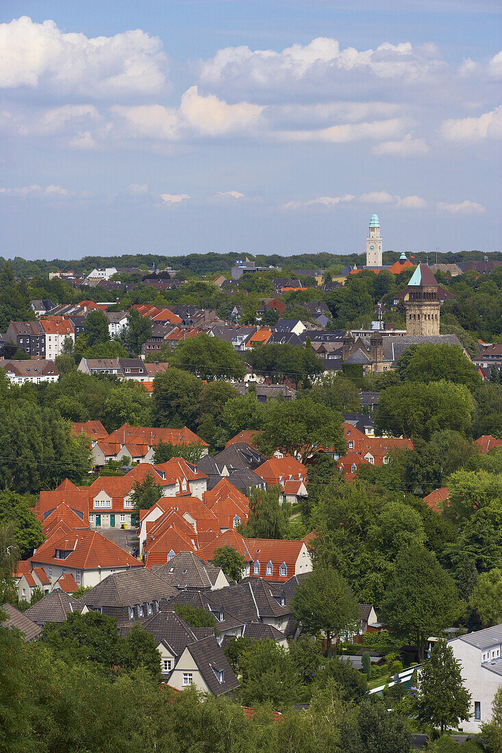 View over Schuengelberg settlement, Gelsenkirchen-Buer, North Rhine-Westphalia, Germany