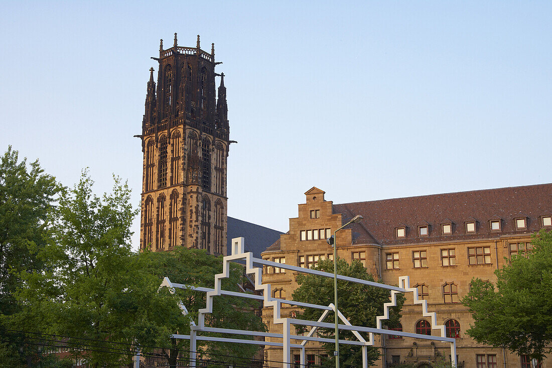 Rathaus, Salvatorkirche und Archäologische Zone Alter Markt in Duisburg, Ruhrgebiet, Nordrhein-Westfalen, Deutschland, Europa