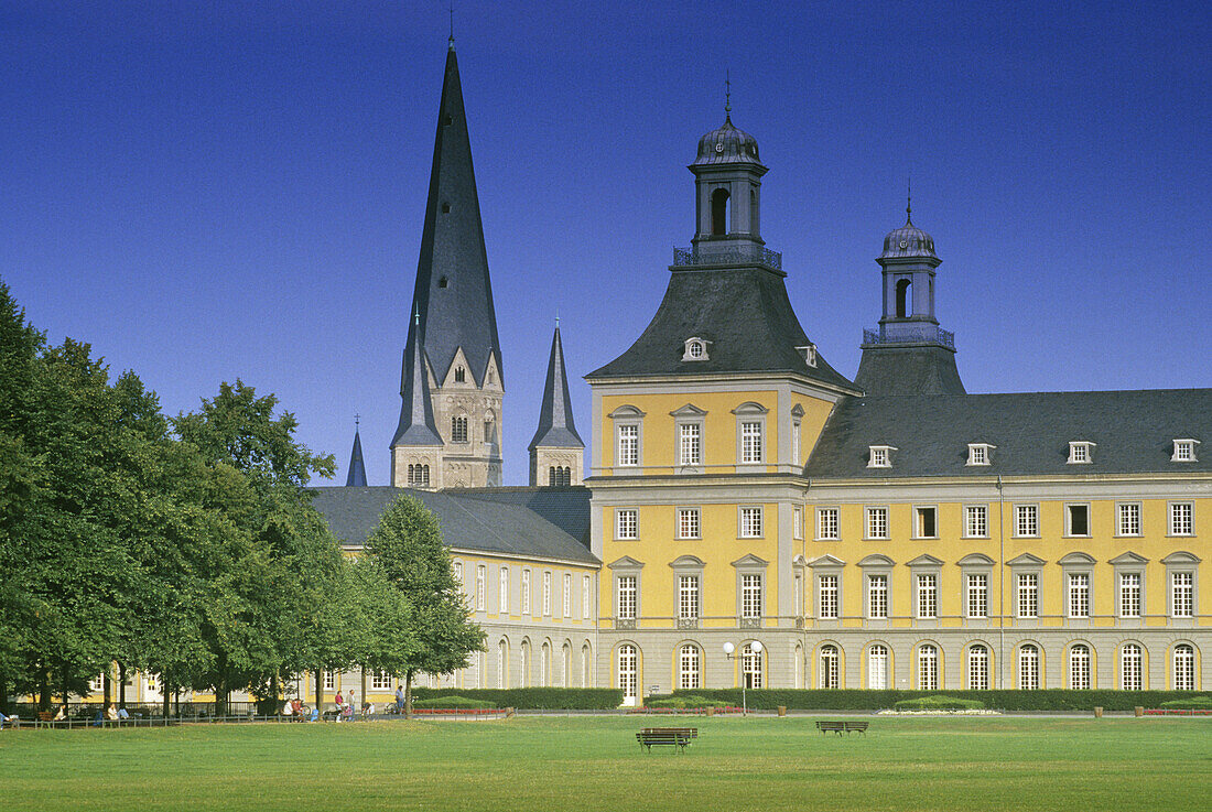 Botanical gardens in the palace of the Kurfürstliches Schloss, Electors Palace now a University, Bonn, Rhine river, North Rhine-Westphalia, Germany